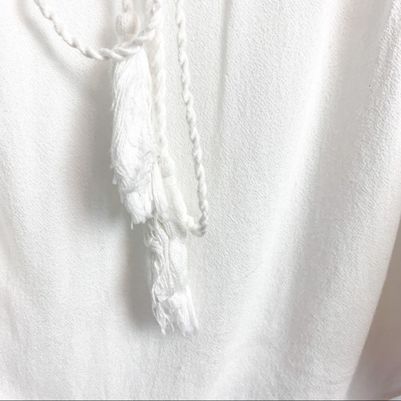 SpicySugar Short Sleeve White Crop Top with Tied Tassels - Picture 3 of 11
